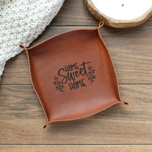 Custom Valet Tray, Personalized Leather Organizer, Desk Catchall, Monogrammed Home Decor