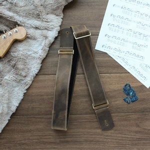 USA HANDMADE Personalized Leather Guitar Strap - 2&quot; Engraved Leather Guitar Strap - Custom Padded Guitar Strap - Guitar Gifts - Music Gift
