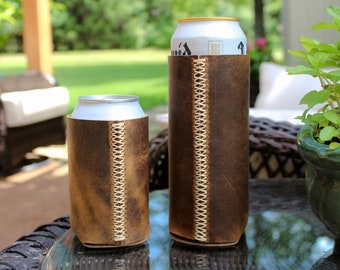 Leather Drink Holder, Drink Insulator, Beer Cooler, Beer Holder, Can Cooler, Groomsmen Gift, Father's Day Gift