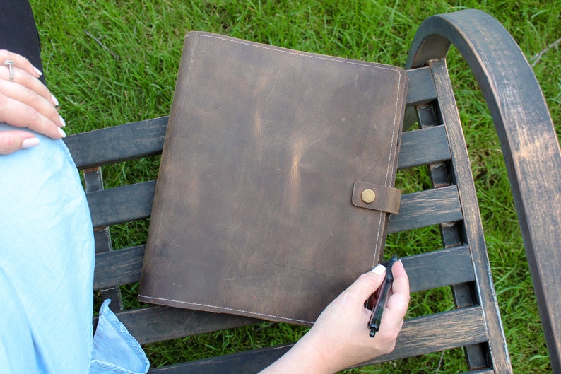 USA HANDMADE Personalized Leather 8.5 X 11 Notebook Cover 3 Subject