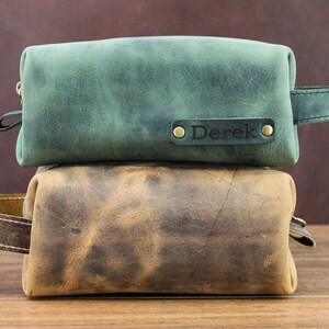 USA HANDMADE Personalized Leather Dopp Kit - Leather Toiletry Bag - Leather Cosmetic Bag - Groomsmen Gift - Shaving Kit - Beard Grooming Kit
