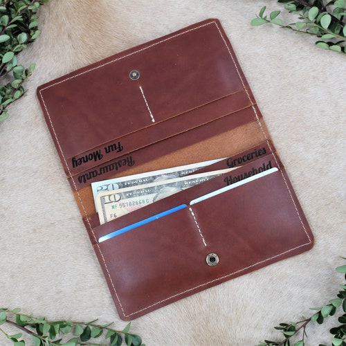 Leather Cash Envelope Wallet Budget System Cash Organizer Etsy