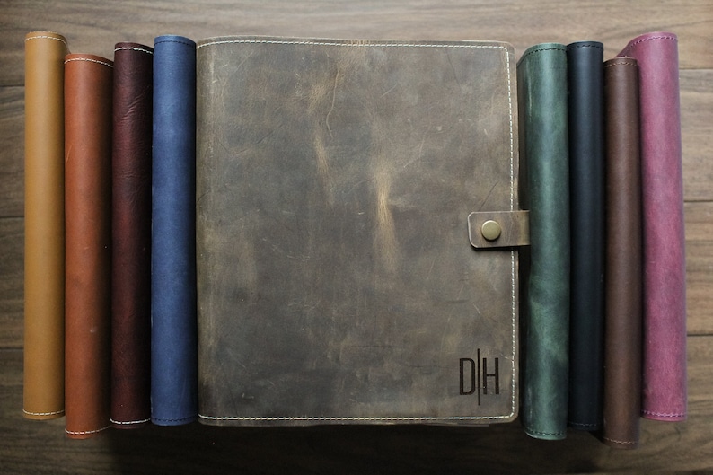USA HANDMADE Personalized Leather 8.5 X 11 Notebook Cover 3 Subject