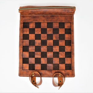 Roll Up Leather Chess Board, Personalized Chess Board, Travel Game Set