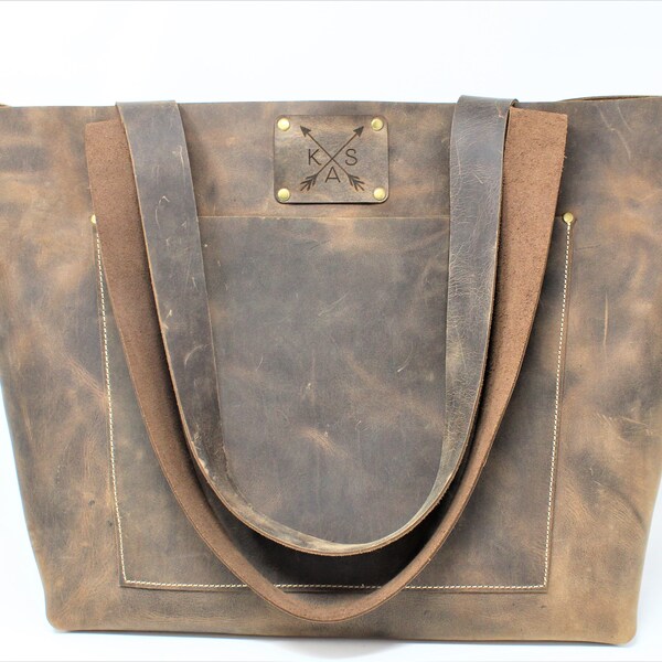 Large Leather Tote - Etsy