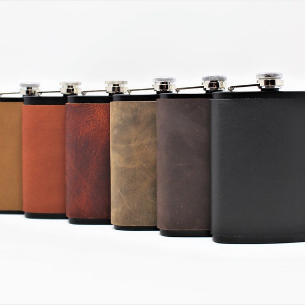 Hand Stitched Personalized Leather Flask, Custom Engraved Hip Flask, Groomsman Flask, Wedding Gift for Him