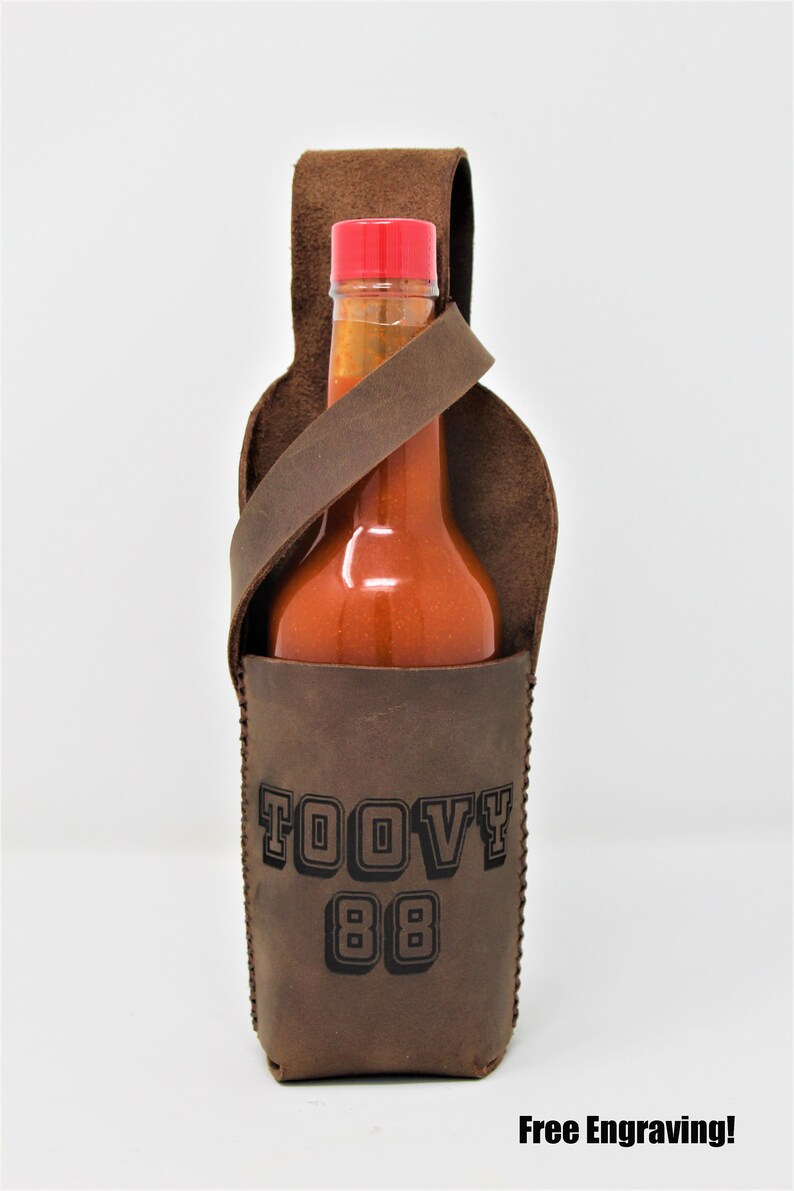 Leather Hot Sauce Holster 10oz Sauce Holder Gift for Dads Etsy
