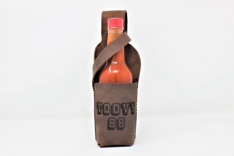 Leather Hot Sauce Holster 10oz Sauce Holder Gift for Dads Etsy