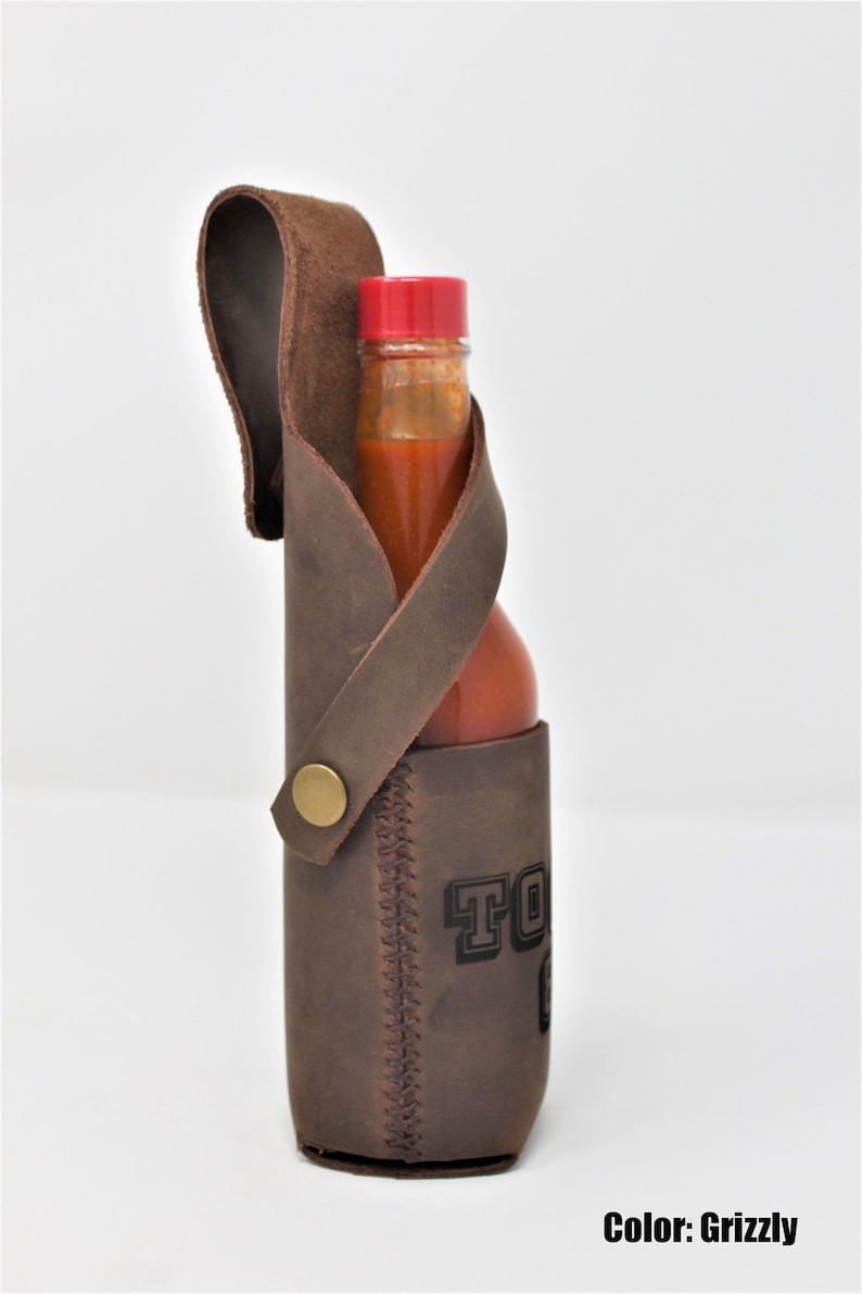 Leather Hot Sauce Holster 10oz Sauce Holder Gift for Dads Etsy