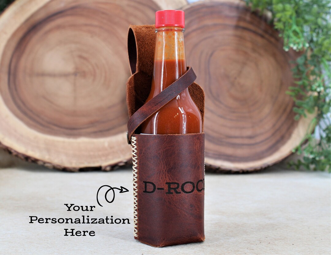 Leather Hot Sauce Holster, 10oz Sauce Holder, 5oz Sauce Holder, Gift