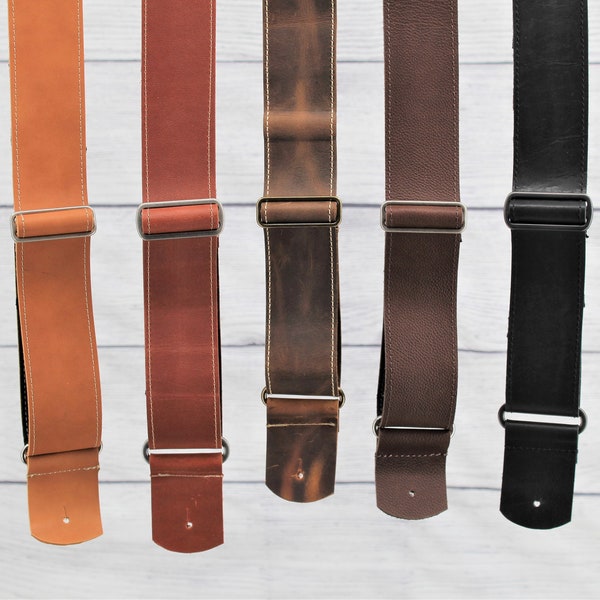 Personalized Leather Guitar Strap, 2" Engraved Leather Guitar Strap, Musician Gift