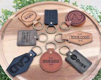 Personalized Leather Keychain, Custom Logo, Engraved Leather Keychain, Personalized Business Gift