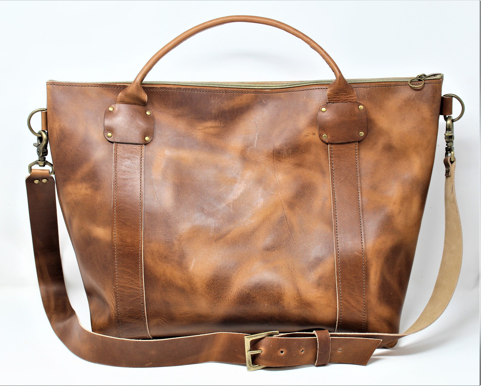 Leather Overnight Bag Large Tote Personalized Women's Etsy