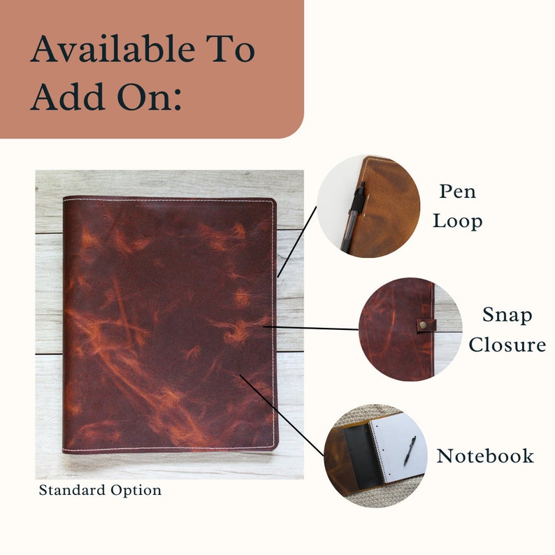 USA HANDMADE Personalized Leather 8.5 X 11 Notebook Cover 3 Subject