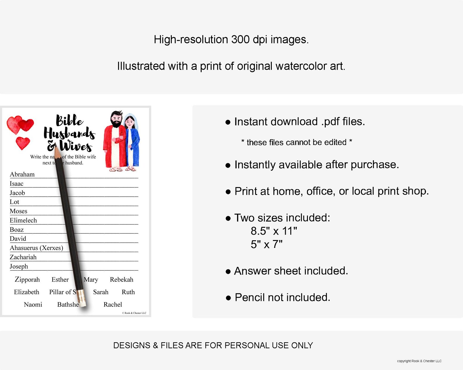 Bible Husbands and Wives Shower Game Cute Original Watercolor Print ...