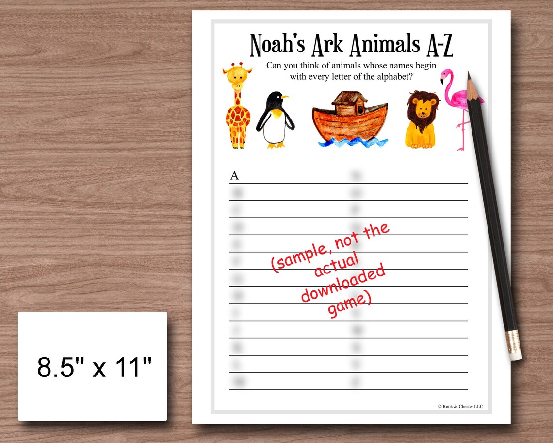 Noahs Ark Animals Game Cute Original Watercolor Print Sunday School ...