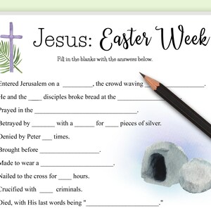 Bible Game: &quot;Jesus - What Happened During Easter Week&quot; Sunday School & Bible Study Game - Instant Download