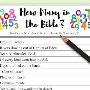 How Many? Bible Game - Cute Original Watercolor Print - Sunday School Bible Study Children's Christian Bible Game - Instant Download