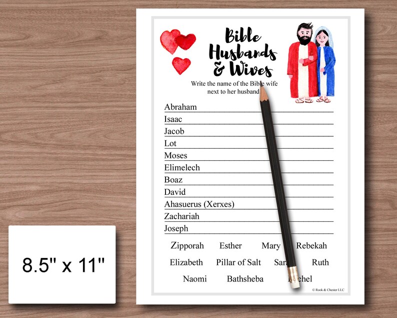Bible Husbands and Wives Shower Game Cute Original Watercolor Print ...