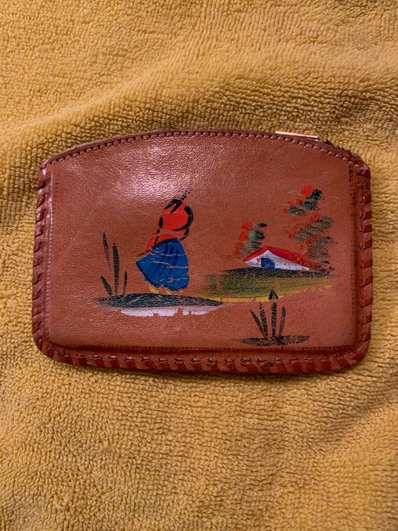 Leather Whip Stitched Coin Purse