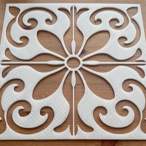 Barokke rococo-stenciltegel 30 cm x 30 cm 12" x 12" voor kleiaardewerk keramische stof canvas kunst DIY ambachtelijke sjabloon