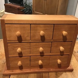 Handmade Cherry Wood Drawer Storage Box with Birch Knobs