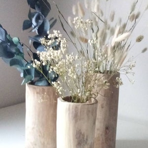 Wooden vase, walnut wood, mortar, dried pampas flowers, wooden pot, Moroccan crafts, wooden sculpture, interior decoration