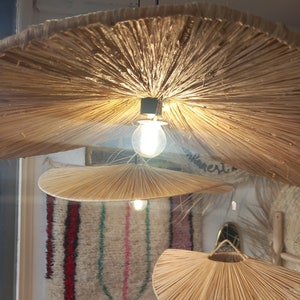 raffia suspension lighting ceiling lamp Moroccan craftsmanship handmade wicker chandelier interior decoration