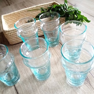 Transparent beldi glass, Moroccan tea glass, recycled glass, blown glass, coffee glass, verines, traditional Moroccan glass