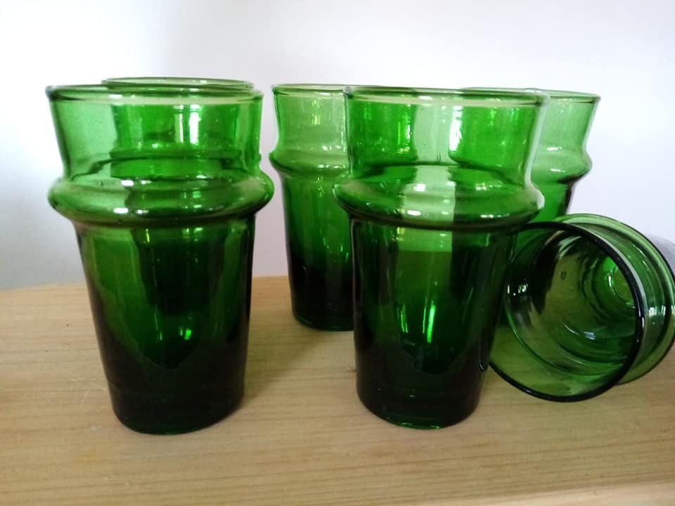 Verre Beldi Colorés, Verre à Thé Marocain, Recyclé, Soufflé, Café, Vérines, Marocain Traditionnel