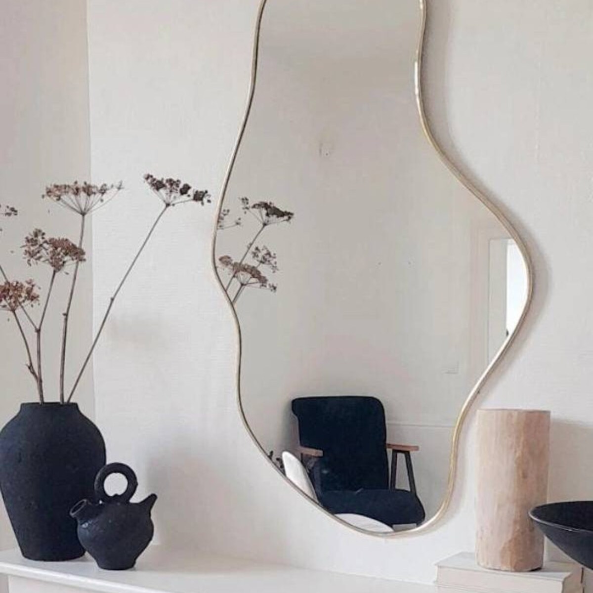 Large Organic Mirror 110 65 Cm Gold or Black Irregular Brass - Etsy