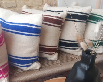magnifique housse de coussin en laine fabriquée à la main, décoration d'intérieur, coussin berbère