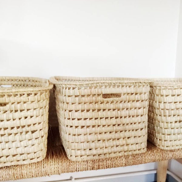 Woven basket in natural fibers, storage basket, dressing room storage, Moroccan basket