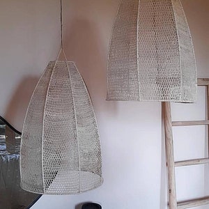 Suspension light fixture woven in natural raffia fiber ceiling lamp interior decoration boho-chic ethnic chandelier ceiling light