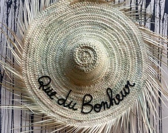 Straw hat wall decoration made in natural fiber Traditional Moroccan hat boho ethnic