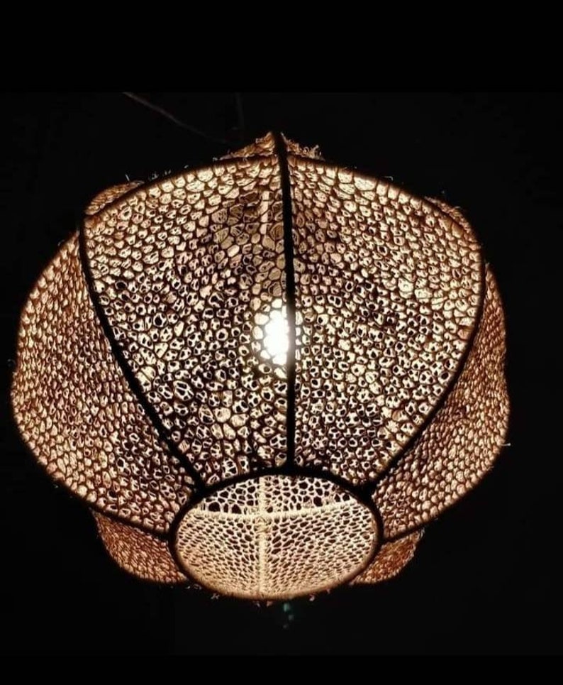 Lustre Raphia Suspension en raphia, artisanat marocain, luminaire, applique murale ...