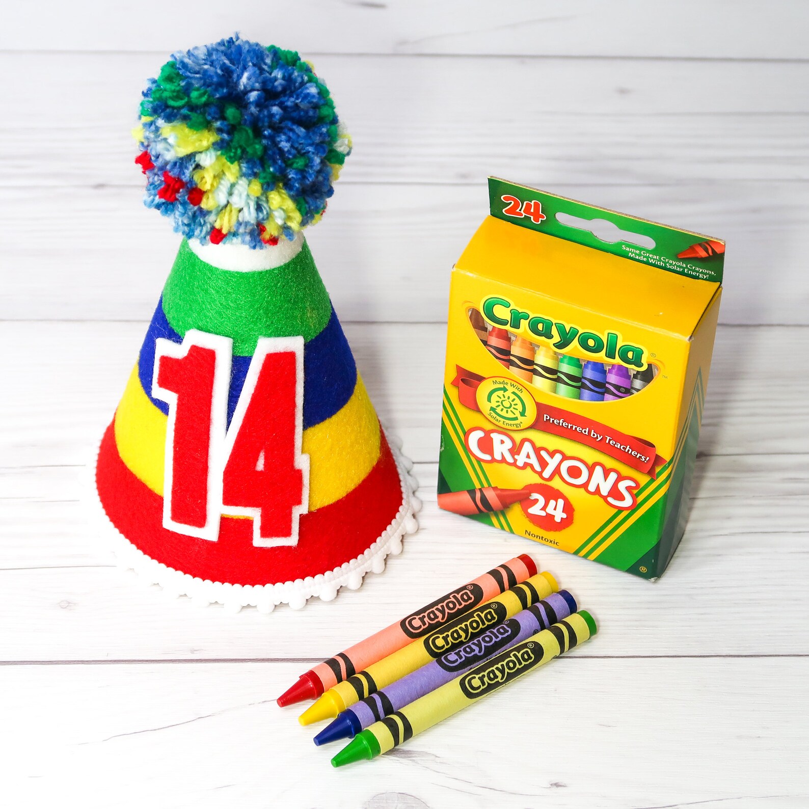 Primary Color Party Hat Crayon Party Premium Birthday Hat Etsy