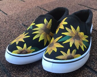 yellow vans with sunflowers