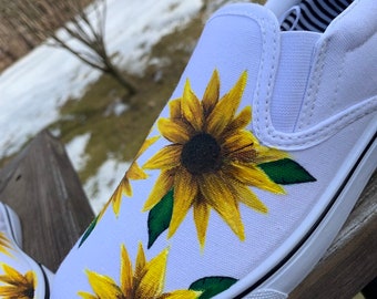 Sunflower vans, sunflower shoes, custom vans