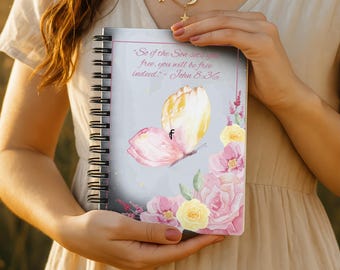 Butterfly Spiral Notebook, Small Lined Journal for Writing, Notes, Journaling, and Gifts