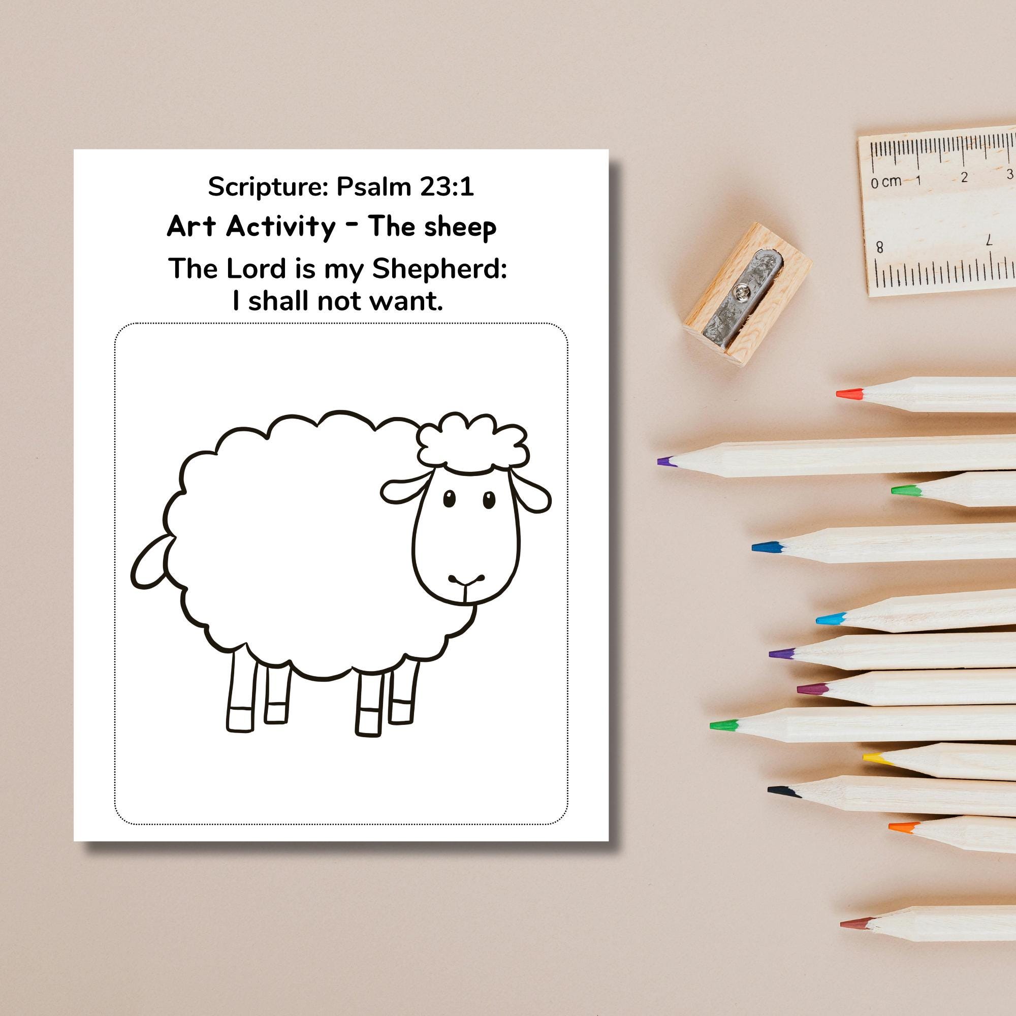 Psalm 23 the Lord is My Shepherd, the Sheep Activity Worksheet, Color ...