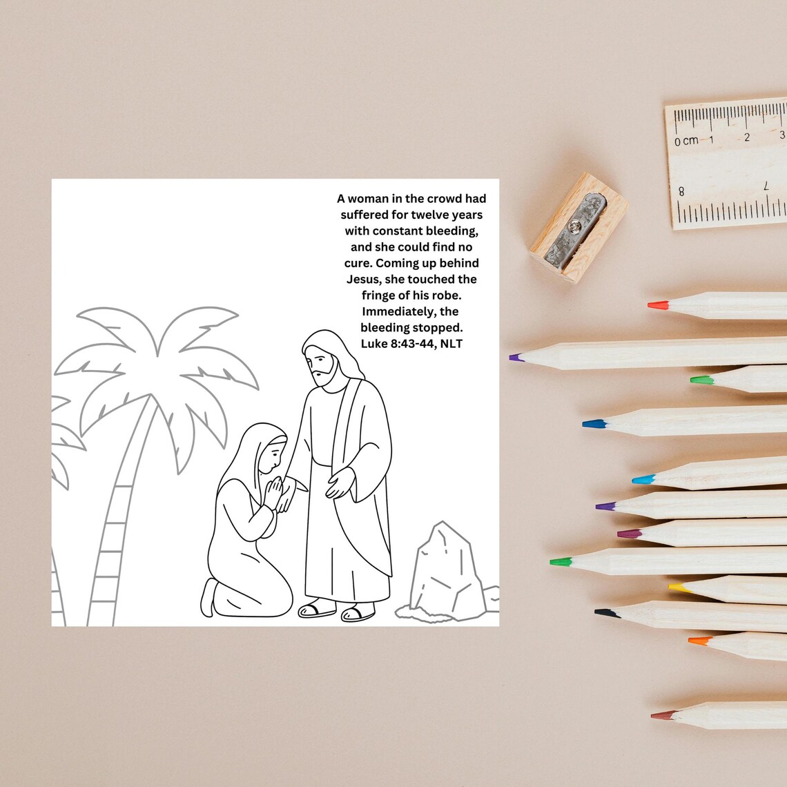 Jesus Heals the Woman With the Bleeding Issue Coloring Story Worksheet ...