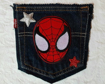 Spider-Man Little Boys Denim Black Logo Patch Jeans
