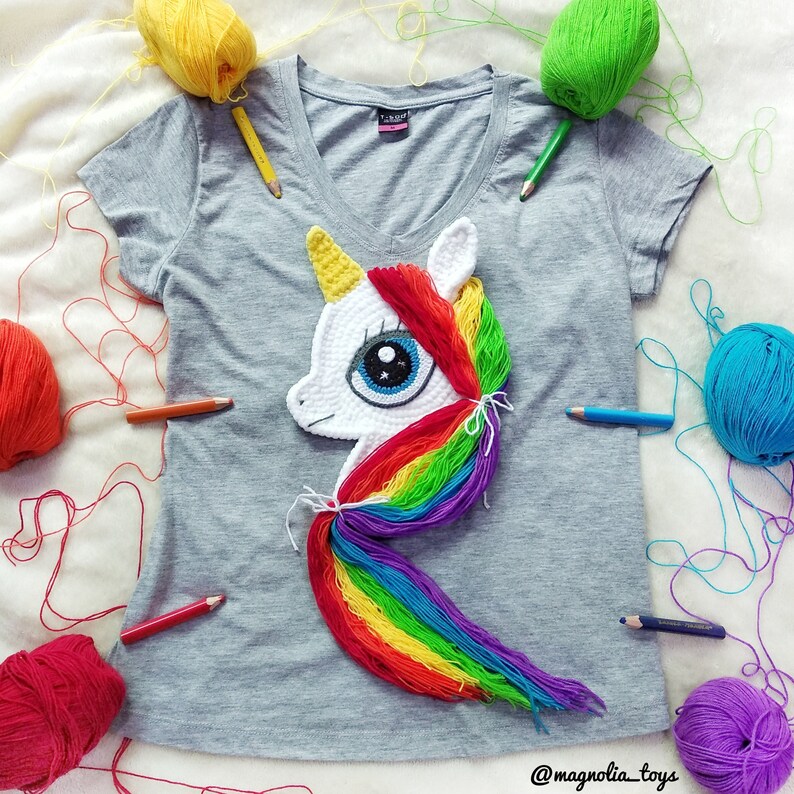 Download Crochet Pattern Unicorn Applique Rainbow Unicorn Crochet ...