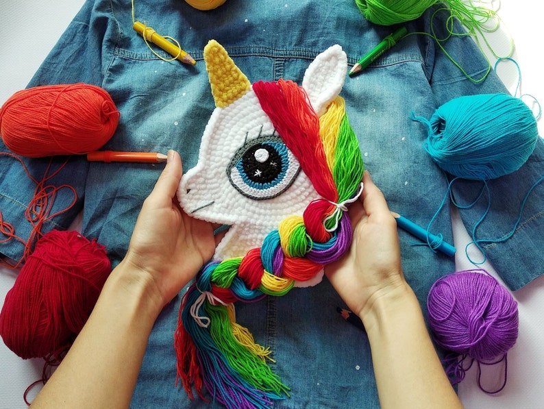 Download Crochet Pattern Unicorn Applique Rainbow Unicorn Crochet ...