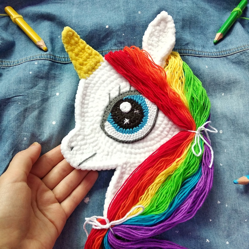 Download Crochet Pattern Unicorn Applique Rainbow Unicorn Crochet ...