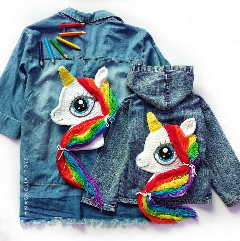 Download Crochet Pattern Unicorn Applique Rainbow Unicorn Crochet ...