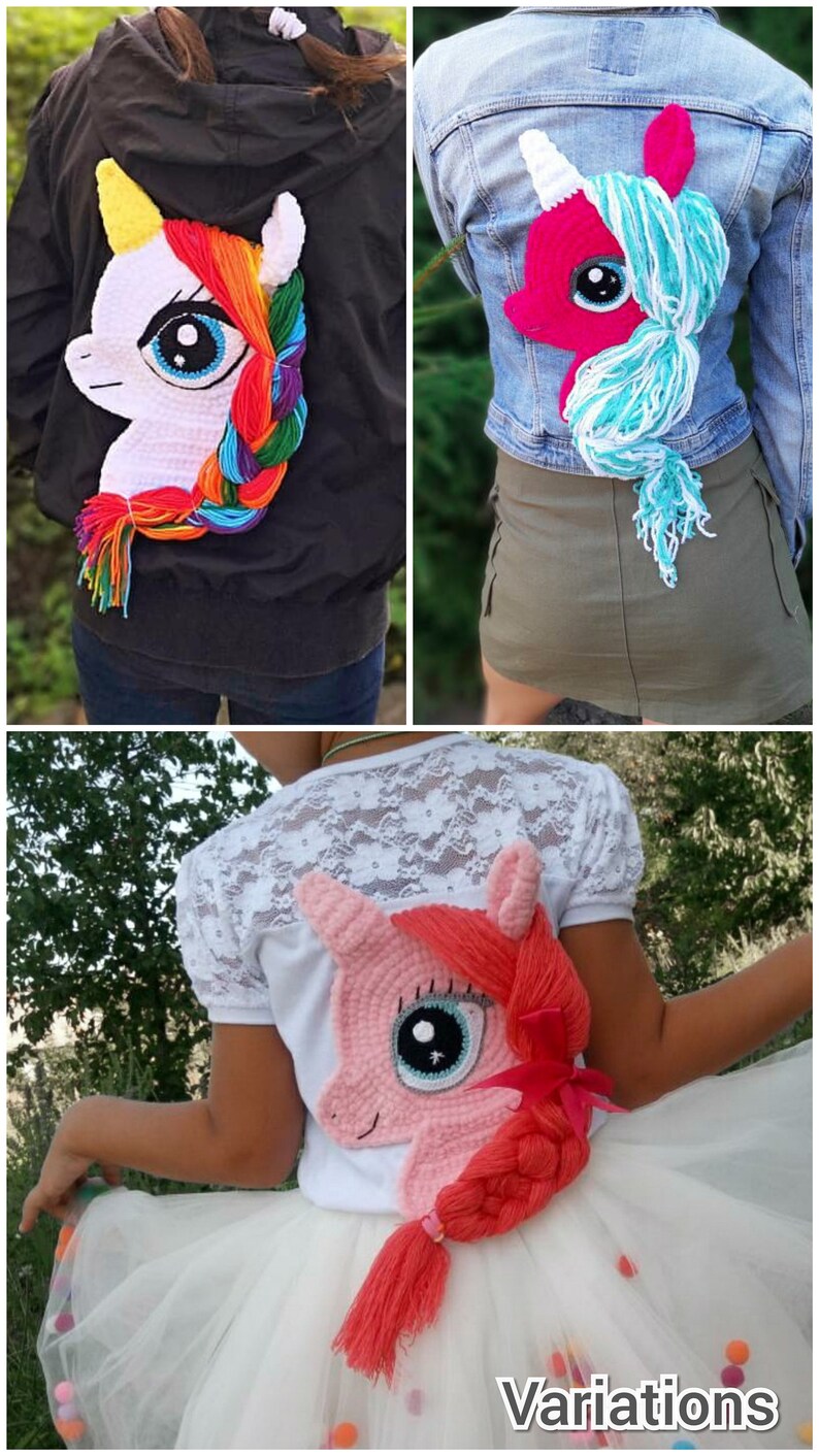 Download Crochet Pattern Unicorn Applique Rainbow Unicorn Crochet ...