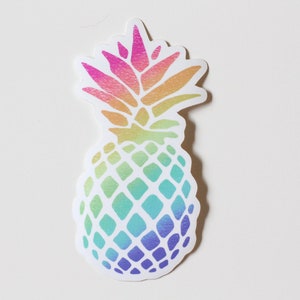 Pastel Pineapple Die Cut Sticker | Waterproof Vinyl Hawaii Sticker | High Quality Gloss | Great for Laptops, Waterbottles, Notebook etc.