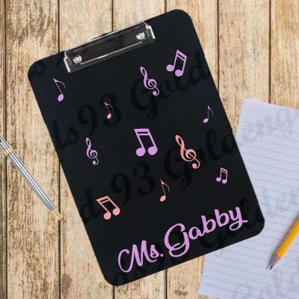 Music Note themed clipboard - songs instruments music teacher professor